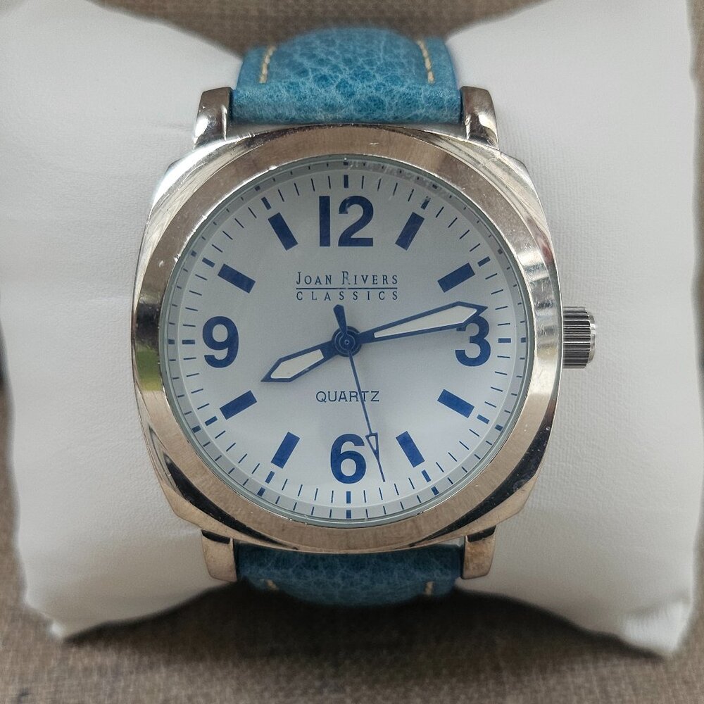 Joan Rivers Classic Women Watch 40mm Silver Tone Case Turquoise Bands Wristwatch
